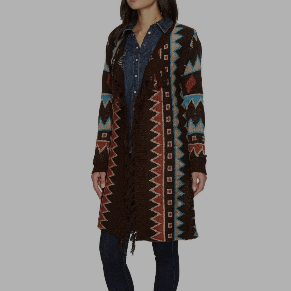 Wrangler aztec long fring cardigan
